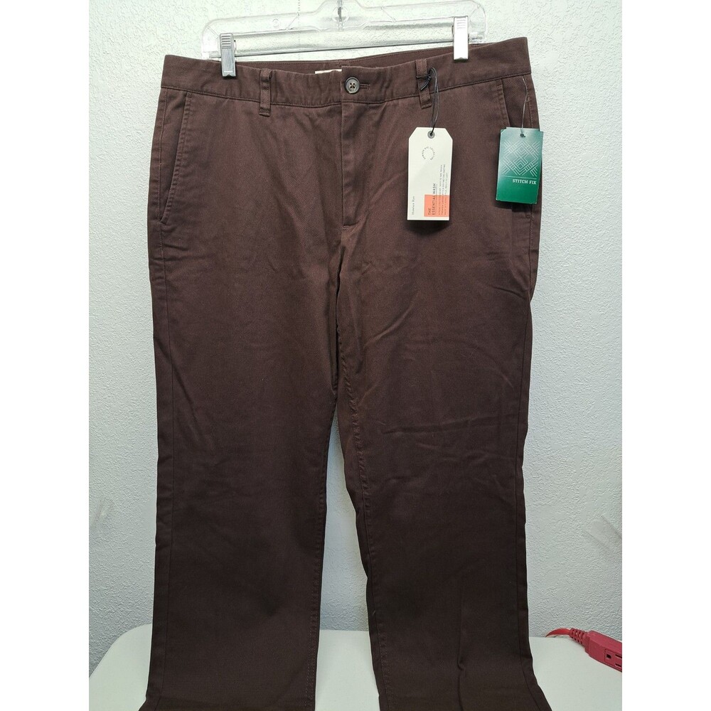 Hawker Rye - Men's Essential Wash Straight Slim Fit Pants Brown 34x34 Chino New*